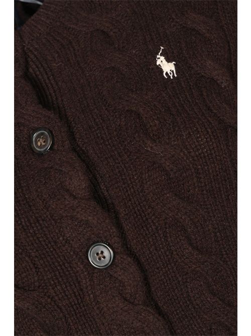 Cardigan a trecce in lana e cashmere Brown POLO RALPH LAUREN | 211972104007